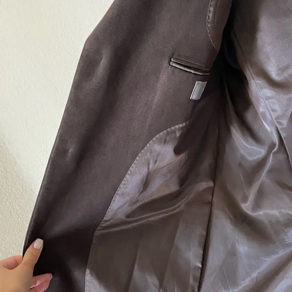 Apt 9 Notch Suede Brown Blazer Collar Faux Size 44L